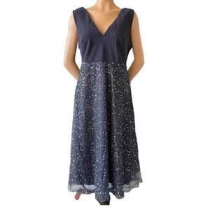 Navy Blue sleeveless v-neck & v-back sparkly layered dress size 0XL / 12